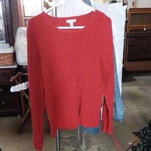 St. John's Bay Red Cable Knit Crew Neck Sweater
